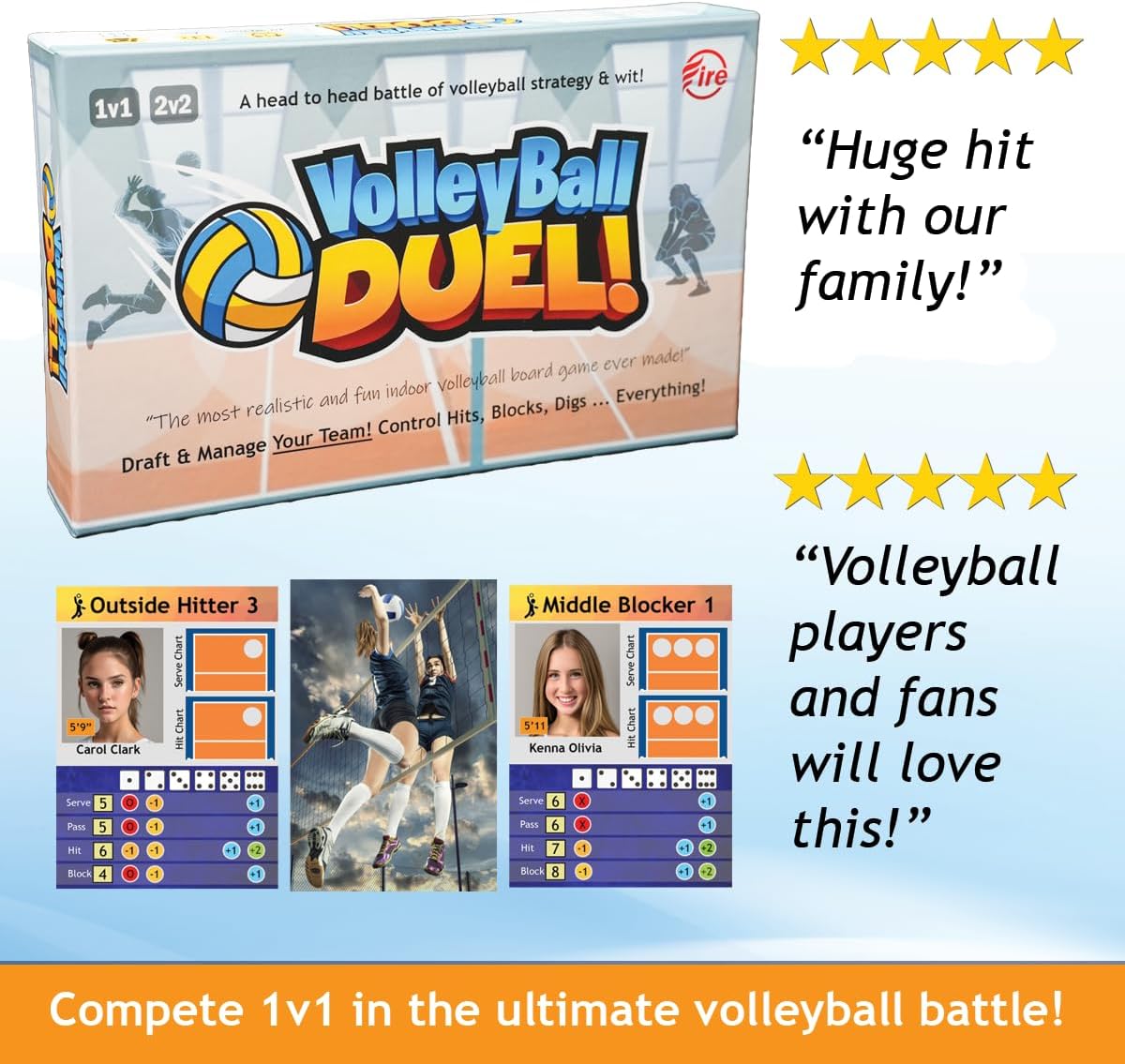 Volleyball Duel board game components